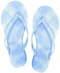 Green Sandals watercolor illustration for Summer Decorative Element