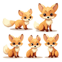 Adorable Cute Kit Fox Clipart isolated on white background 