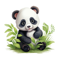 Adorable Panda Clipart isolated on white background