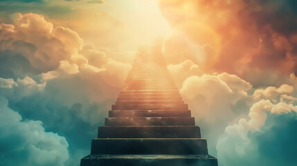 Stairway to heaven in heavenly concept. Stairway to paradise