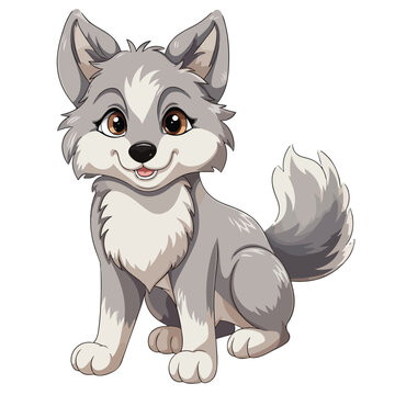 Adorable Wolf Clipart isolated on white background