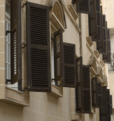 Traditional Wooden Shutters on Valletta Building