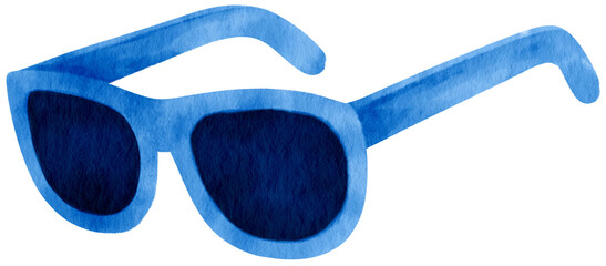 Blue Sunglasses watercolor illustration for Summer Decorative Element