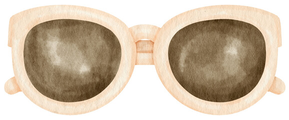 White Sunglasses in watercolor Summer fashion item Element