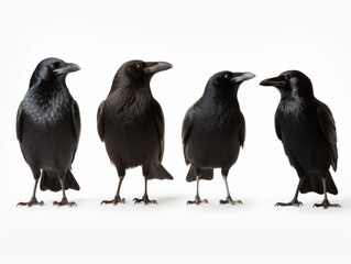 Crow collection set isolated on transparent background, transparency image, removed background