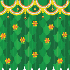 Marriage decoration background with banana leaves