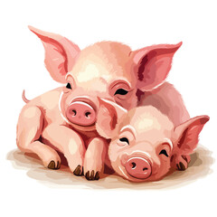 Basking Piglets Clipart isolated on white background