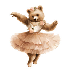 Bear Ballet Dancer Clipart isolated on white background