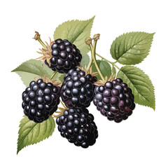 Blackberry Bunches Clipart isolated on white background 