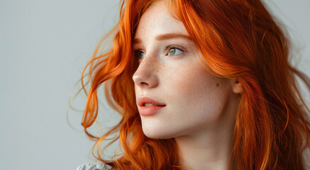 Fototapeta premium Mulher bonita com cabelo ruivo longos, retrato