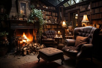 A house filled with wood furniture and a gas fireplace in the living room