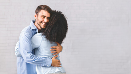 Happy Man With Autism Hugging Friend After Successful Haphephobia Treatment