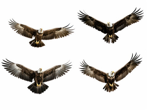 eagle collection set isolated on transparent background, transparency image, removed background