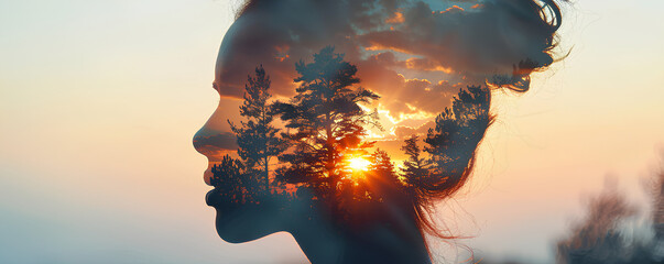 Silhouette of a woman with nature