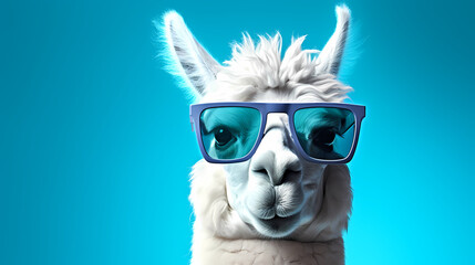 Naklejka premium Creative animal concept, camel wearing sunglasses visor