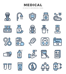 Set of Two Color MEDICAL Icons. Two Color art icon. Vector illustration