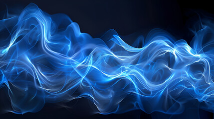 The blue smoke texture on a dark background, an abstract magic swirl of steam, Blue toxic fumes movement on a black background
