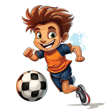 Cartoon Soccer Player Clipart isolated on white background