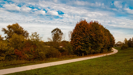 Autumn or indian summer view near Zeholfing, Landau, Isar, Dingolfing-Landau, Bavaria, Germany