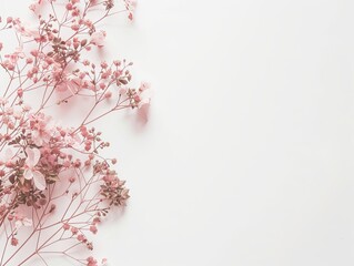 Obraz premium Flowers on a white background with copyspace. Aesthetic, pastel tones, design.