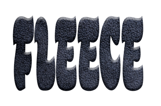 Digital illustration. The word fleece with an overlay of fleece textiles. ..material, stof, fabric,
