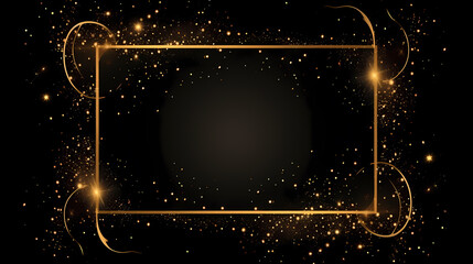 Obraz premium Luxurious golden rectangular frame paired with stylish black background