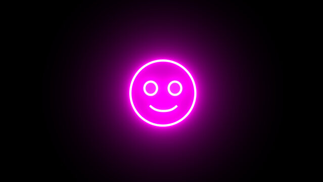 Neon smiling emoji icon. Glowing neon happy emoticon. glowing Smile sign. Glowing neon line smile icon isolated on black background.