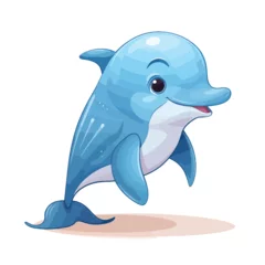 Fotobehang Cute Dolphin Clipart isolated on white background © Noman