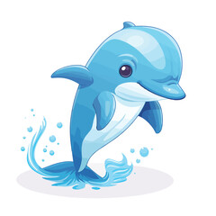 Cute Dolphin Clipart isolated on white background