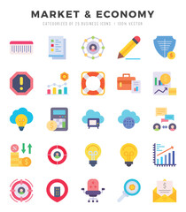Market & Economy icons set for website and mobile site and apps.