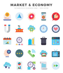 icons set. Market & Economy for web. app. vector illustration.