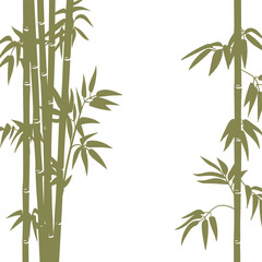 Asian bamboo forest. Bamboo plants with branches and green leaves, Japanese or Chinese flora flat vector background illustration. Bamboo sprouts pattern