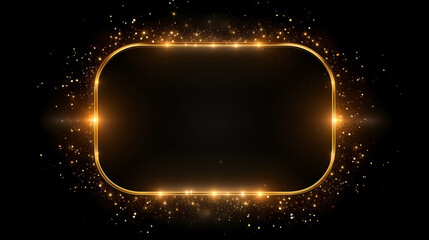 Obraz premium Luxurious golden rectangular frame paired with stylish black background