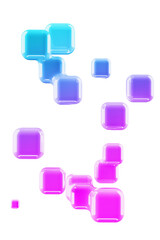 purple and blue 3d abstract cubes melting into eachother on transparent background