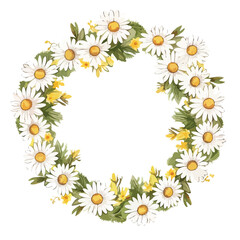 Ditsy Daisy Wreath Clipart isolated on white background