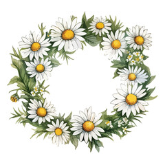 Ditsy Daisy Wreath Clipart isolated on white background