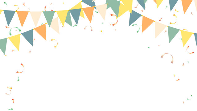 banner summer camp, party, holiday isolated with triangle pennants chain and confetti - Powered by Adobe