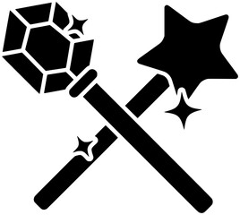magic illustration wand silhouette fantasy logo gem icon magician outline wizard miracle star mystery imagination spell stick fairy magical shape star mystery for vector graphic background
