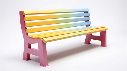 Vibrant Multi-Colored Bench set against a plain white background, emphasizing its vivid tones