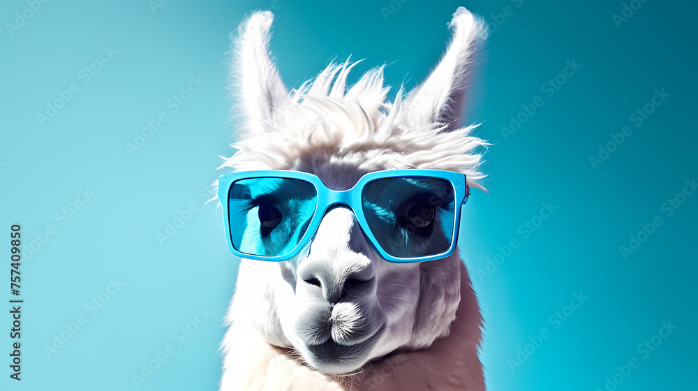 Wall mural Llama wearing sunglasses