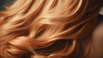 A closeup of head of curly blonde head. Hair is styled in a wavy. Generative AI. - obrazy, fototapety, plakaty