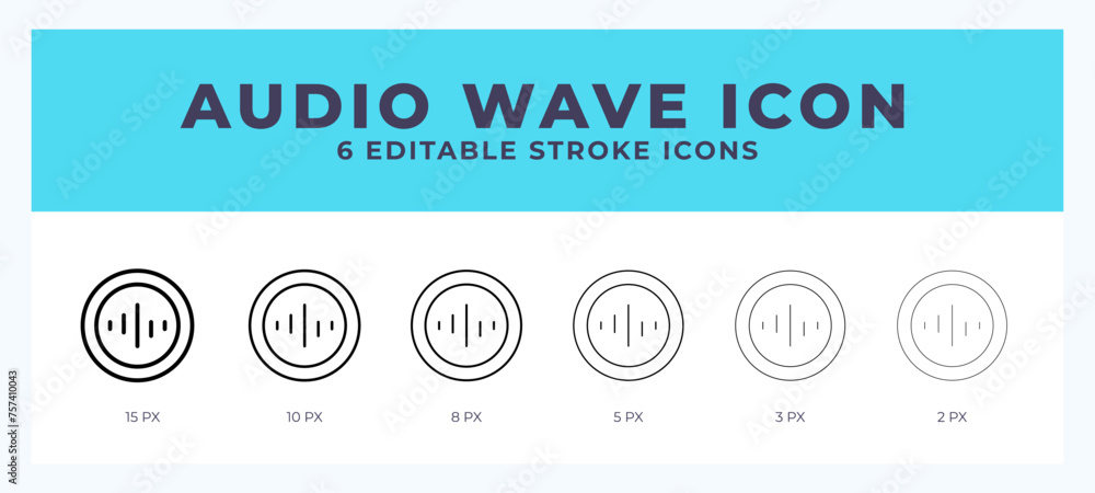 Poster audio wave icon in thin line. bold line. regular line. editable stroke.