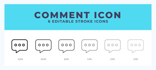 Comment line icon illustrations with editable strokes.