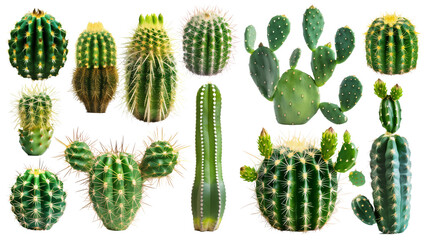 Set of cactus isolated on transparent background