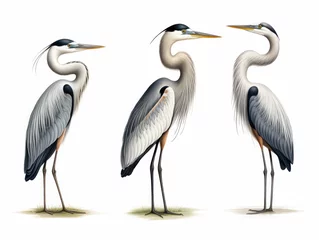 Muurstickers Reiger Heron collection set isolated on transparent background, transparency image, removed background
