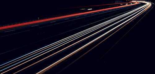 Fototapeta na wymiar lights of cars driving at night. long exposure