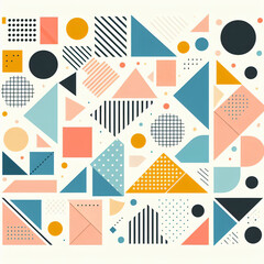 ポップかつカラフルな配色の幾何学模様のパターン