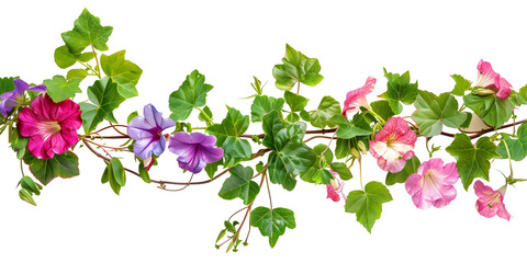 creeper with spring season flowers, isolated on transparent background