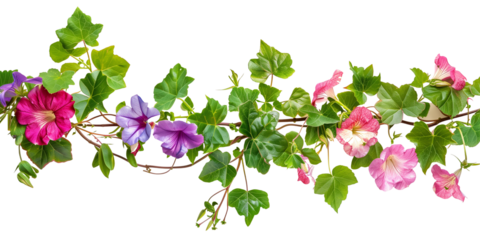 creeper with spring season flowers, isolated on transparent background