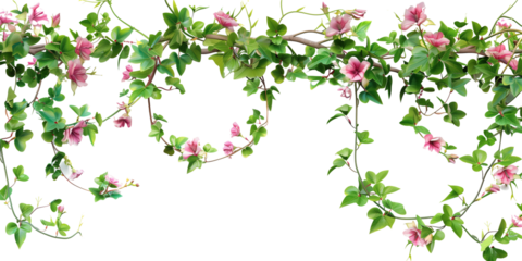 creeper with spring season flowers, isolated on transparent background
